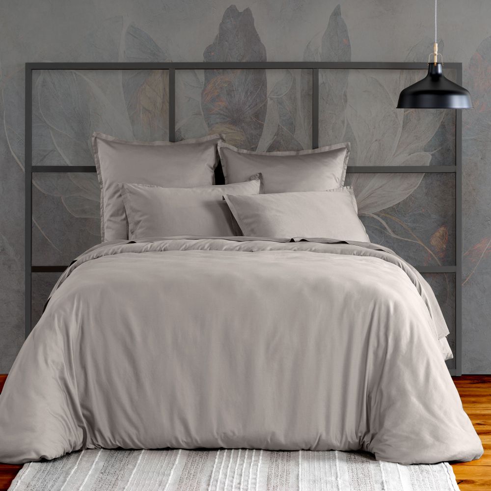 Housse de couette Satin de Coton Gris Clair