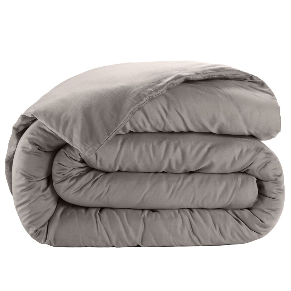 Housse de couette Satin de Coton Gris Clair