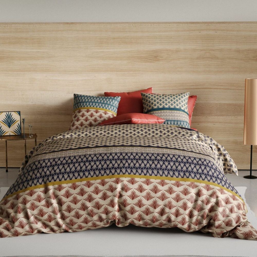 Housse de couette réversible + 2 taies d'oreiller 63x63 Percale de Coton Manille