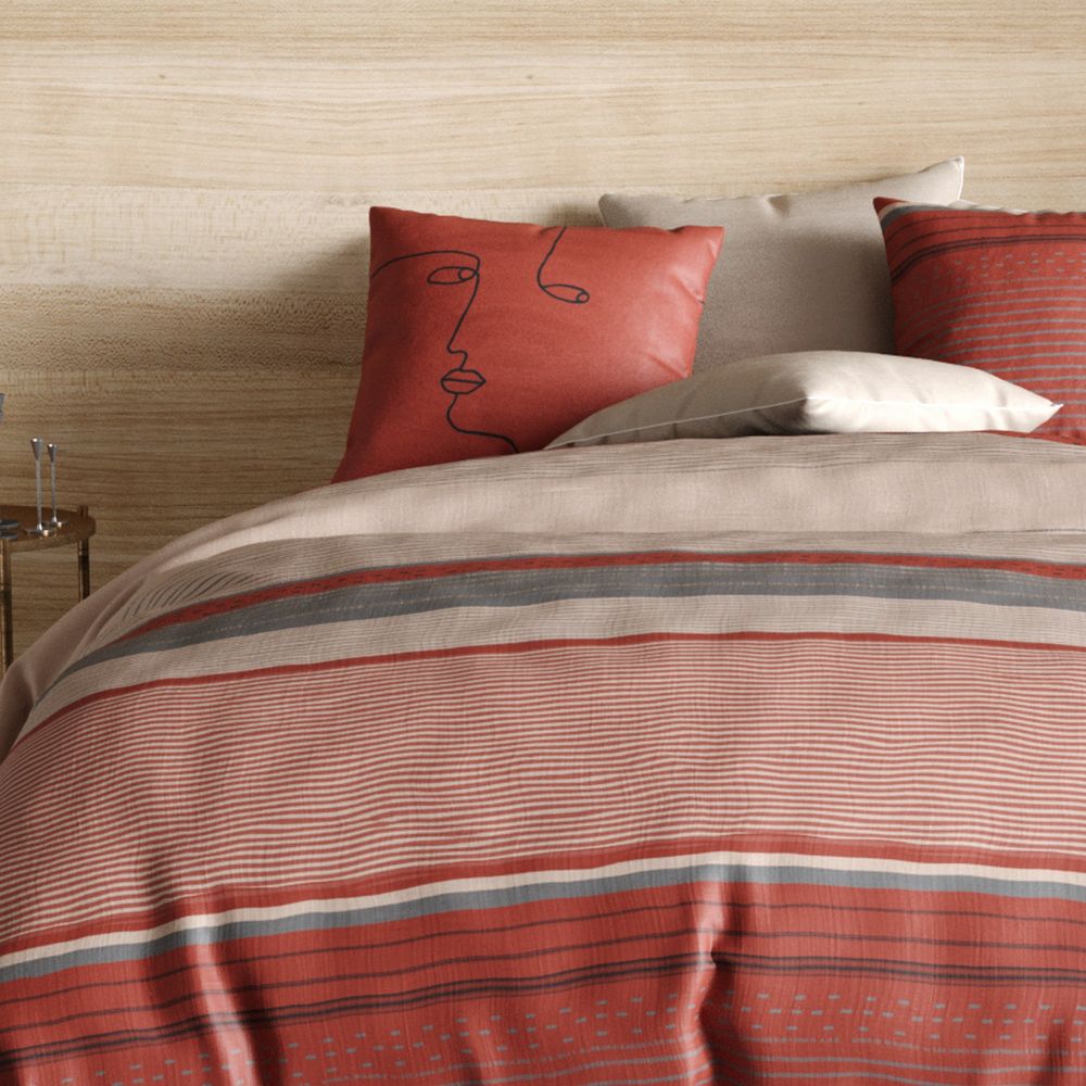 Housse de couette réversible + 2 taies d'oreiller 63x63 Percale de Coton Hana