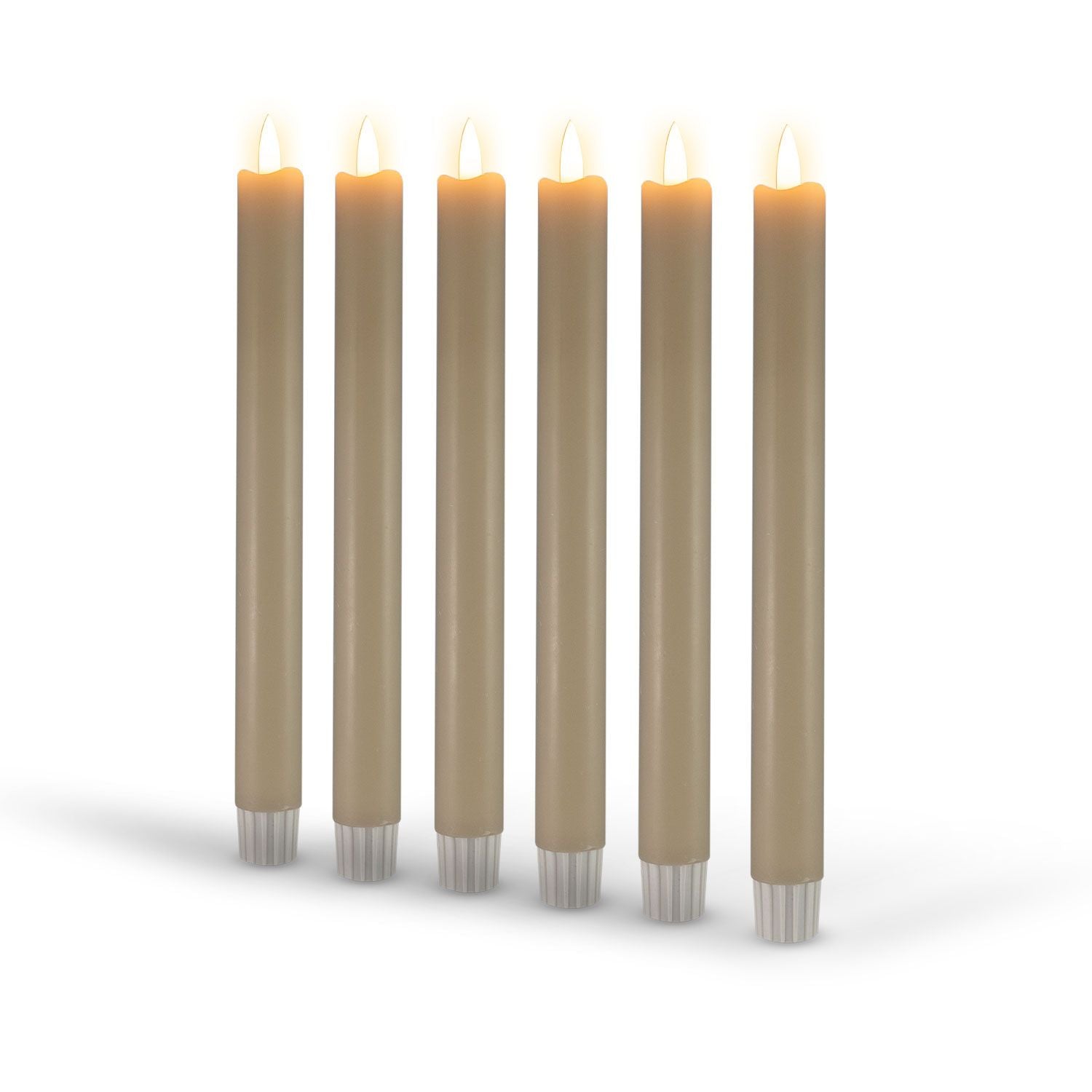 Lot de 6 bougies LED coniques - Taupe