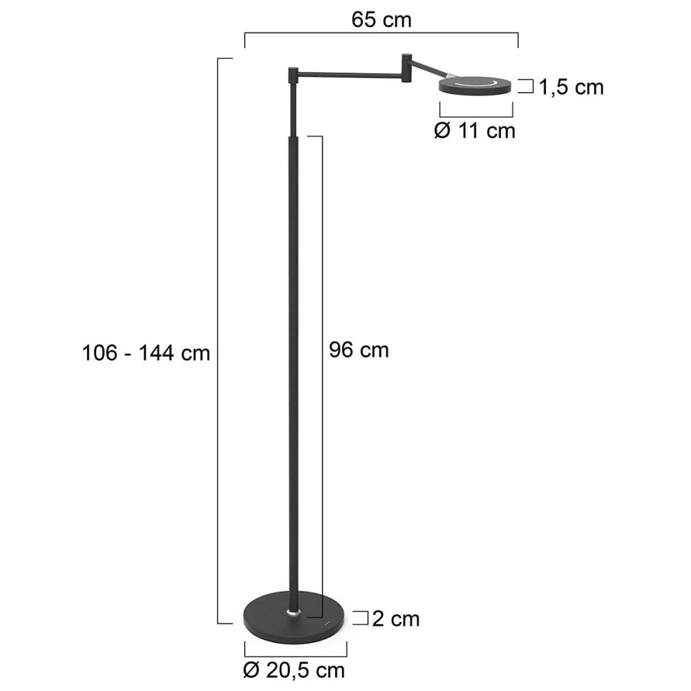 Lampadaire noir rechargeable - Soleil