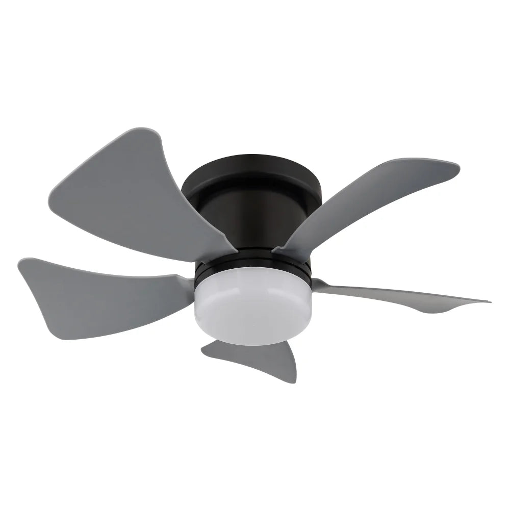 Ventilateur de plafond métal noir mat et lampe - Hines
