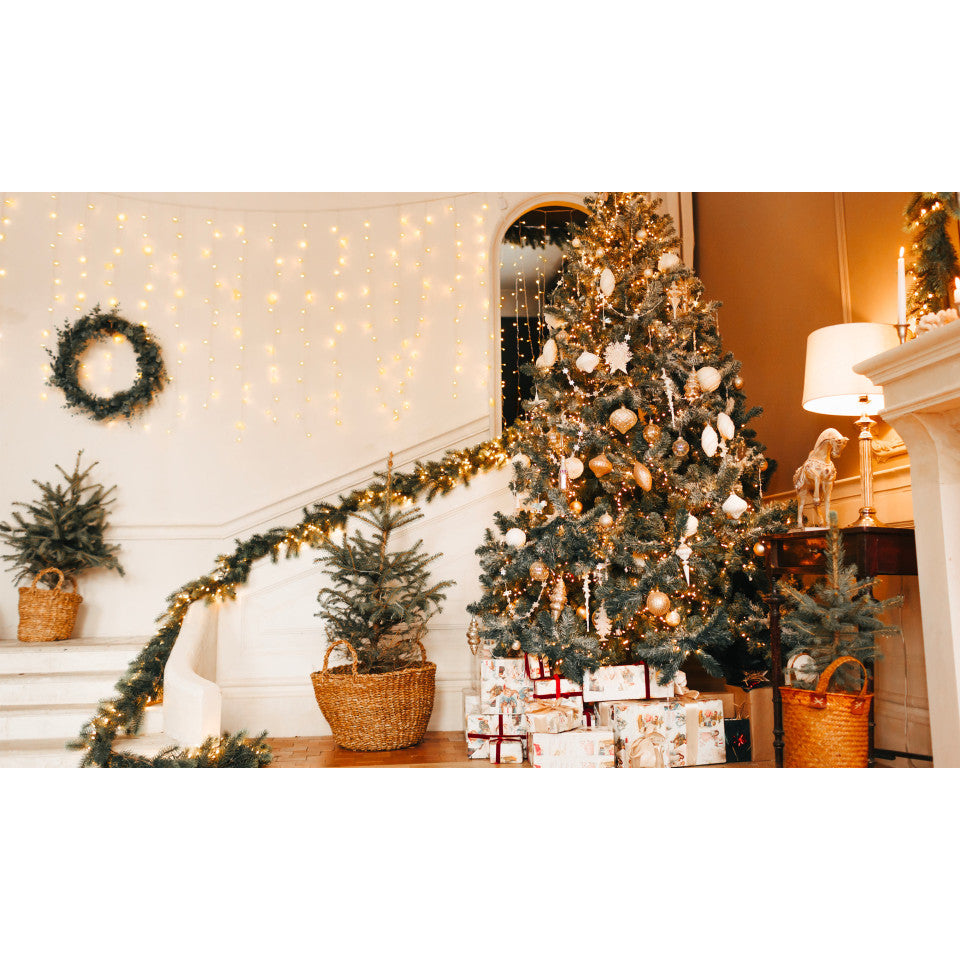 Guirlande solaire 1000 LED blanc chaud