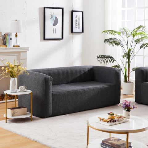 Set de salon gonflable complet Terracotta - Intérieur et extérieur - Couleur Gris foncé