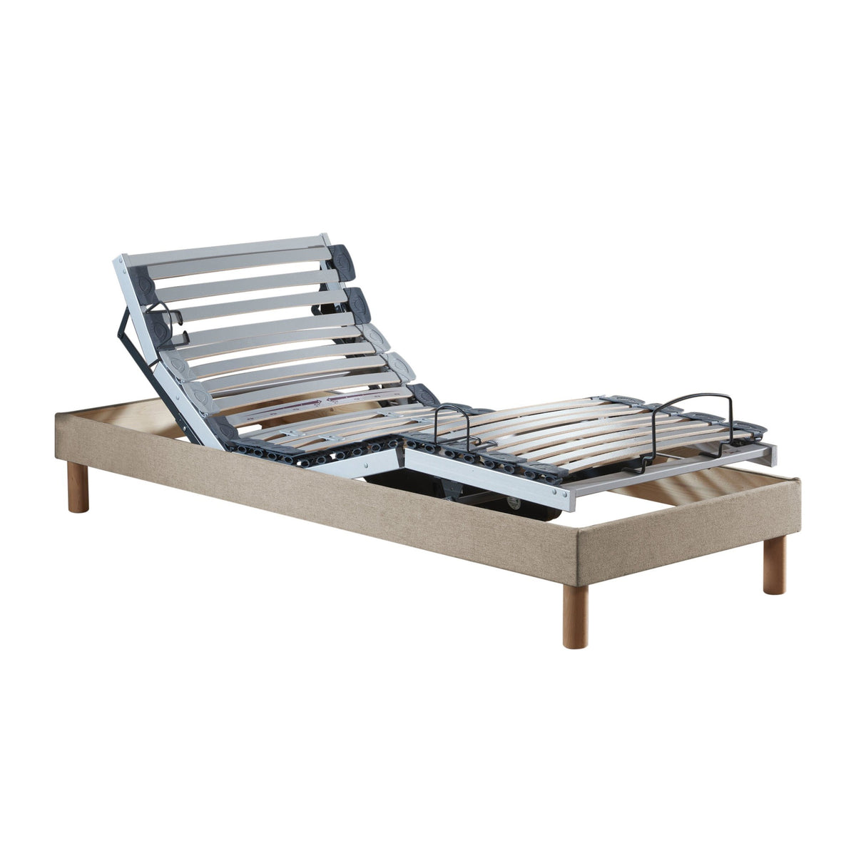 Lit électrique de relaxation multi lattes lisse Beige 90 x 200
