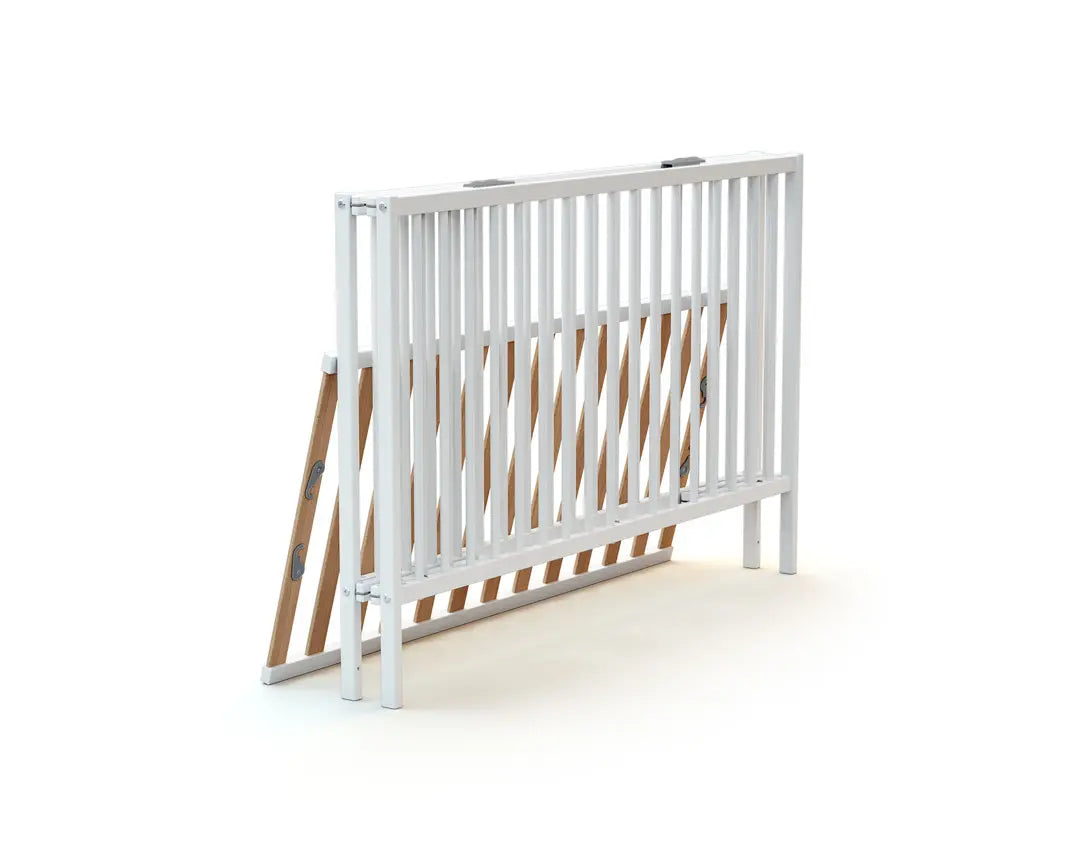 Lit bébé pliant en bois blanc 60 x 120 cm