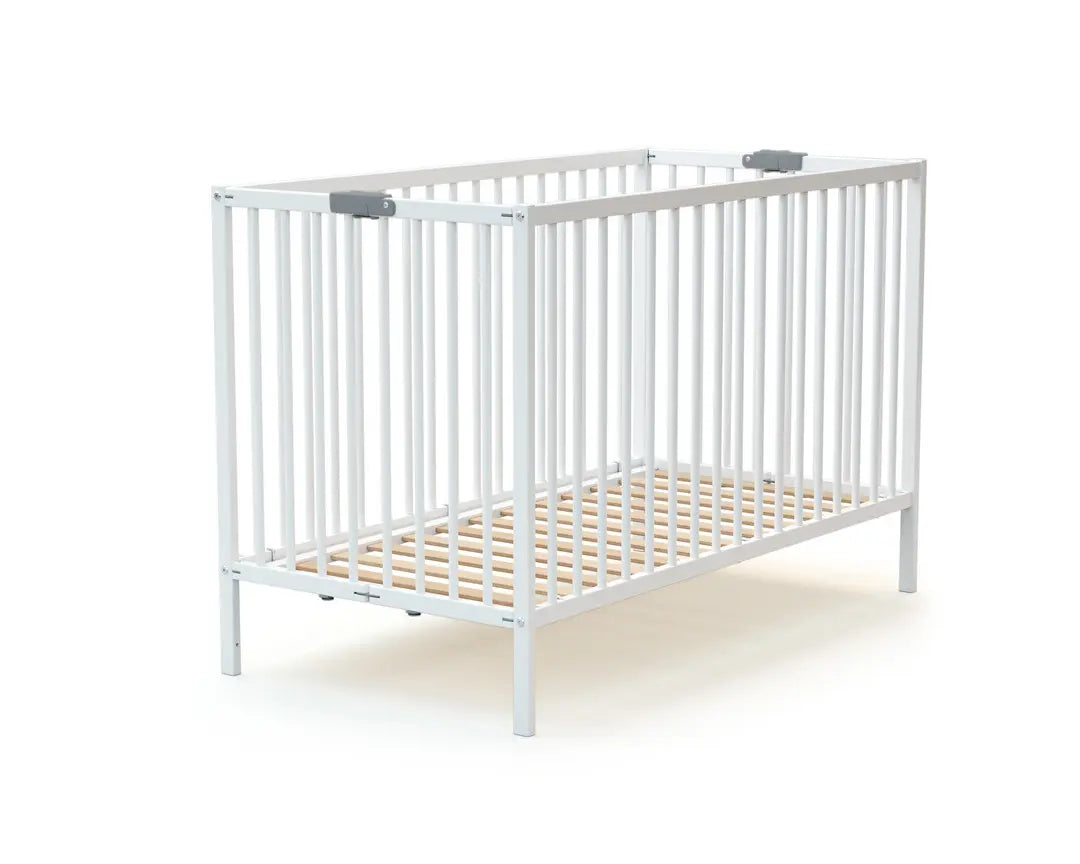 Lit bébé pliant en bois blanc 60 x 120 cm