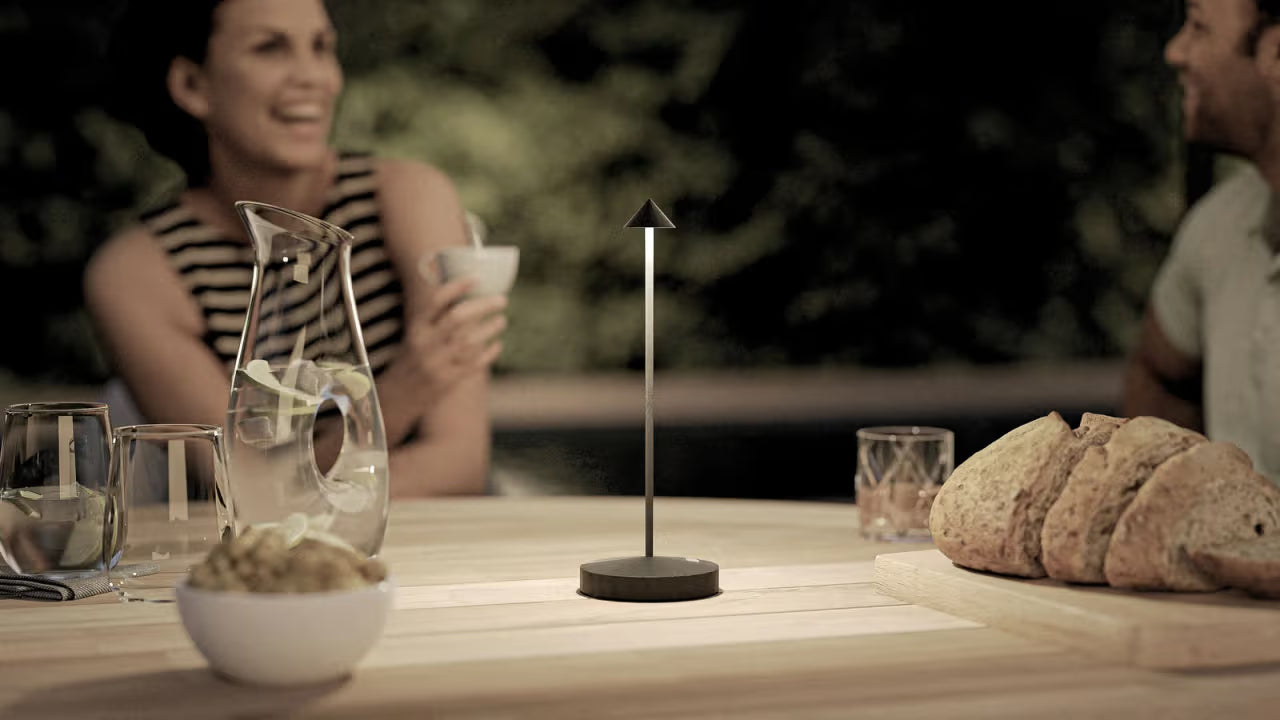 Pack 2 lampes de table LED sans fil rechargeable Angelina - noires - intérieur & extérieur