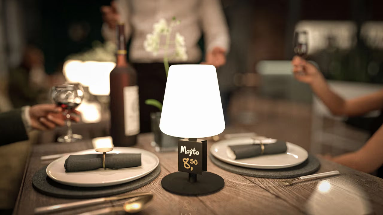 Lampe de table LED sans fil rechargeable Michelle - noire - intérieur & extérieur