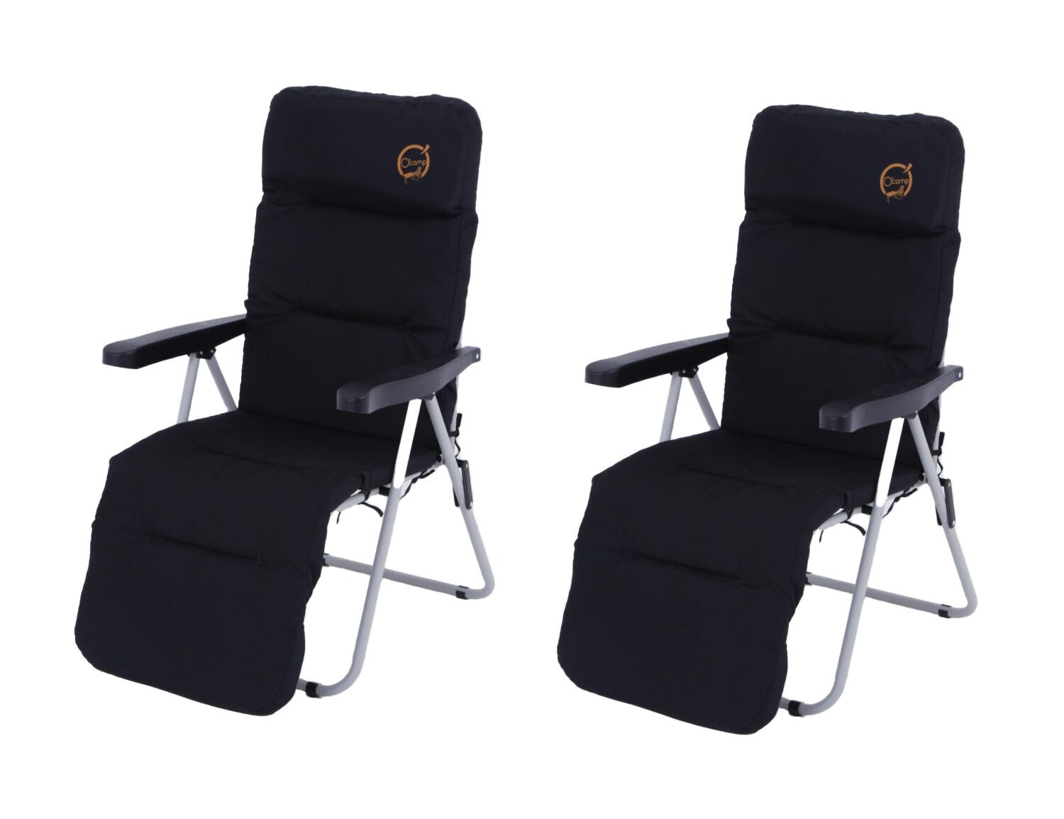 Lot de 2 Fauteuils de camping relax pliable - Multipositions - Dimensions : 62 x 92 x 105 cm