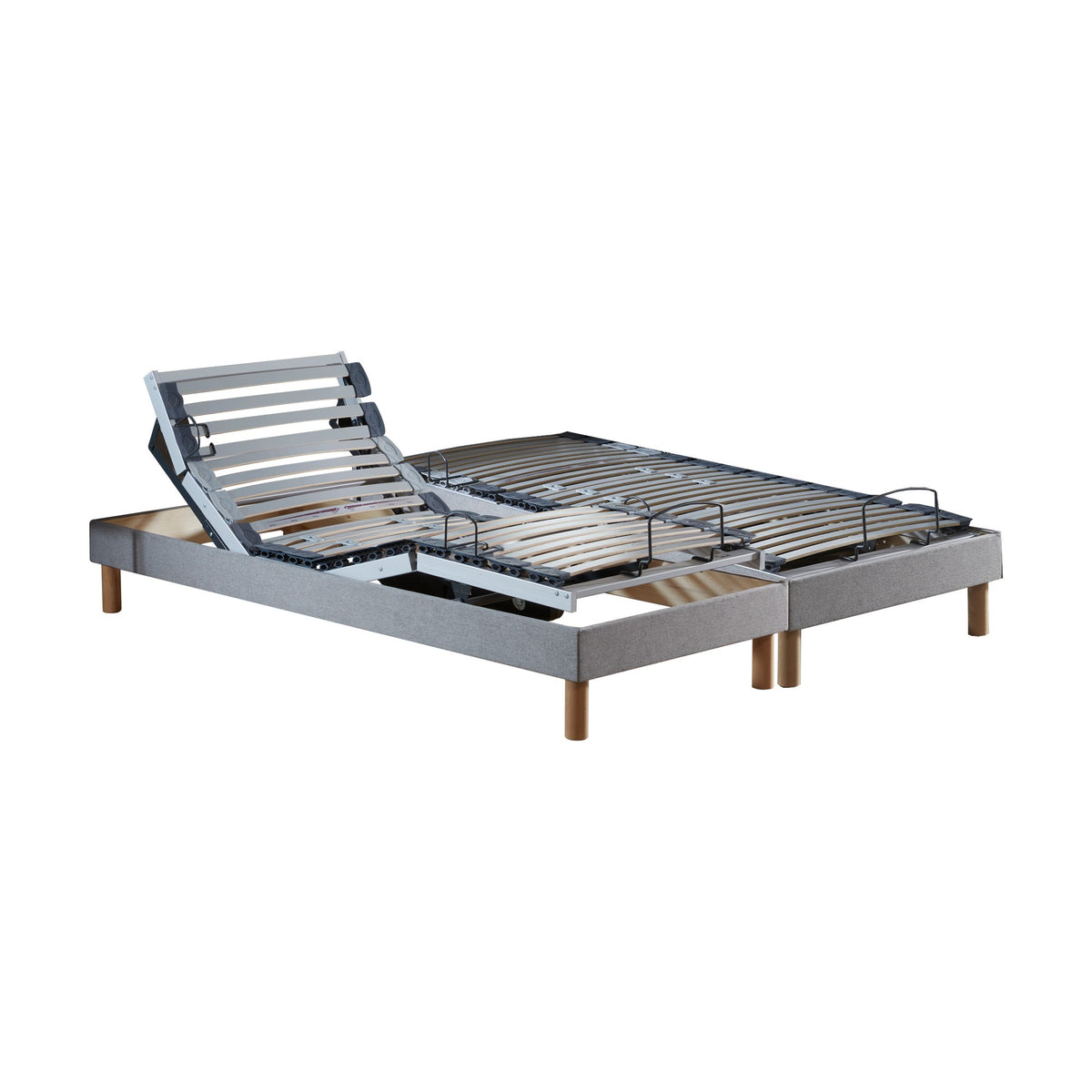 Lot de 2 lits électriques de relaxation multi lattes lisse Gris 2x70 x 190