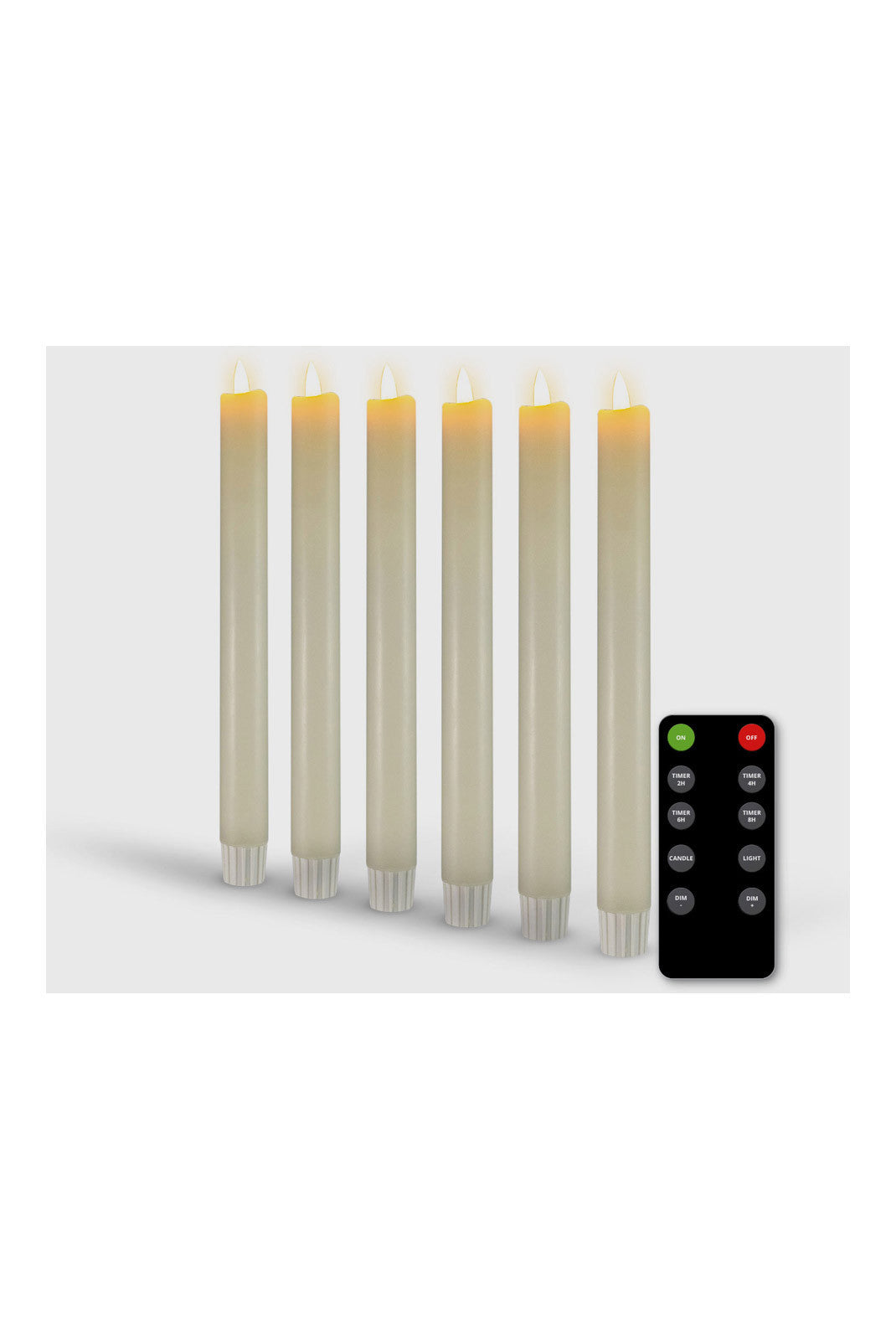 Lot de 6 bougies LED coniques - Blanc cassé