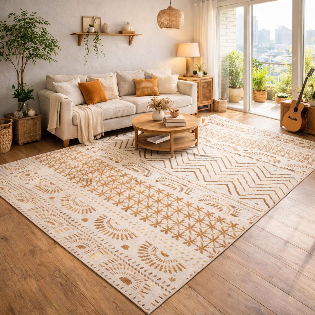 Tapis berbère tissé motif ethnic Jige