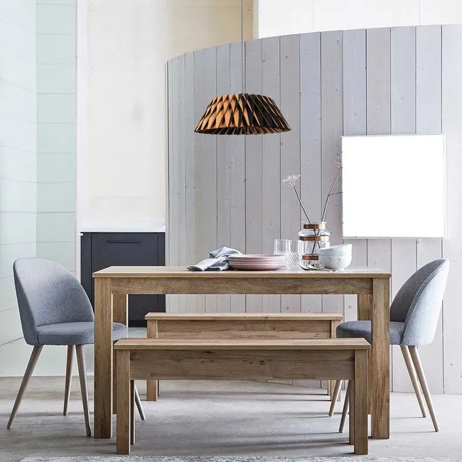 Lampe suspension noire, bois naturel - Maze