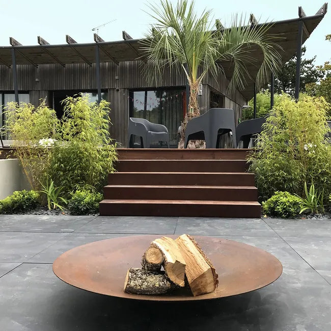Brasero Keyo en acier Corten - Ø 1200 x 210 mm