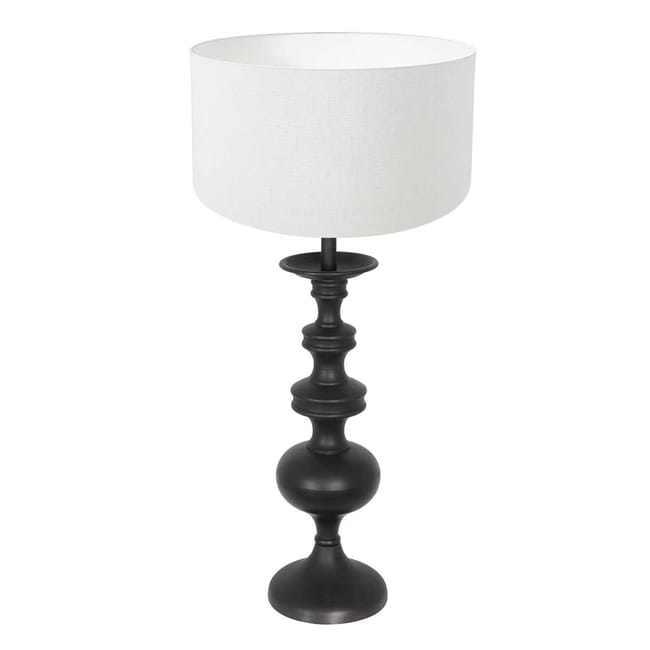 Lampe de table noire avec abat-jour en lin blanc - Lyons
