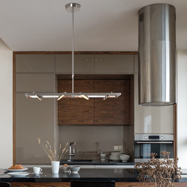 Lampe suspension acier - 4 lumières - Soleil