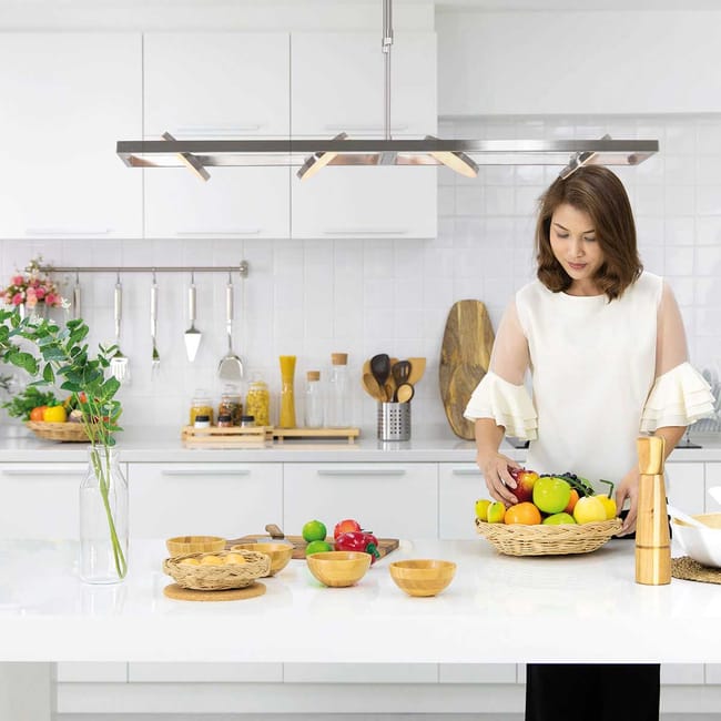 Lampe suspension acier - 4 lumières - Soleil