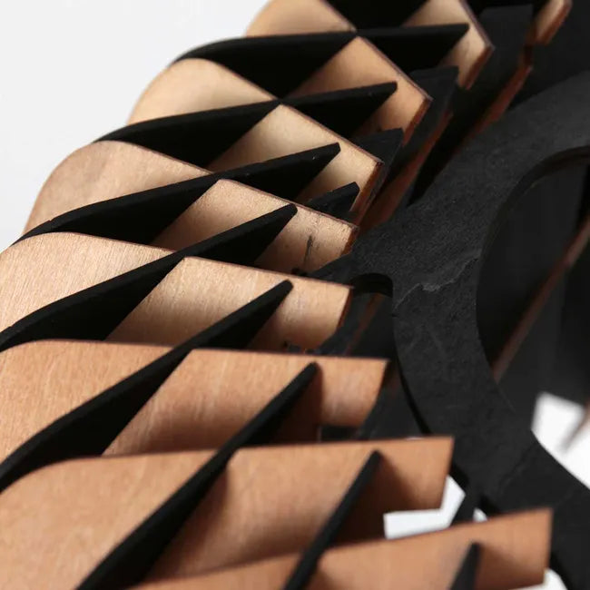 Lampe suspension noire, bois naturel - Maze