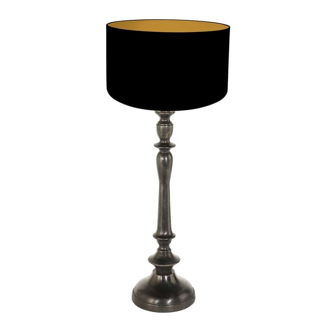 Lampe de table en bois avec abat-jour en lin noir