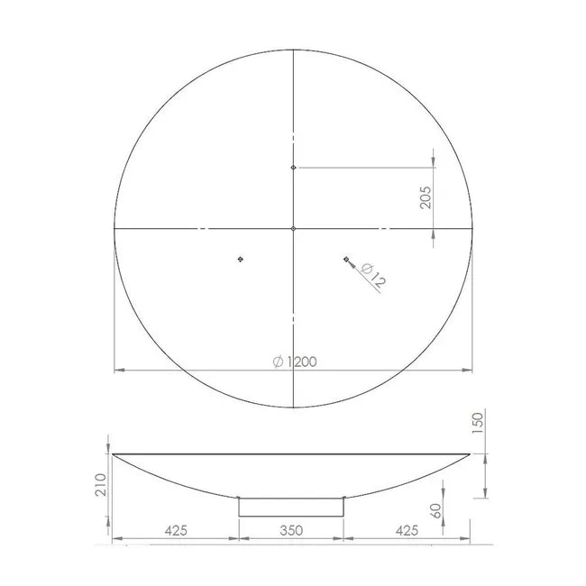 Brasero Keyo en acier Corten - Ø 1200 x 210 mm