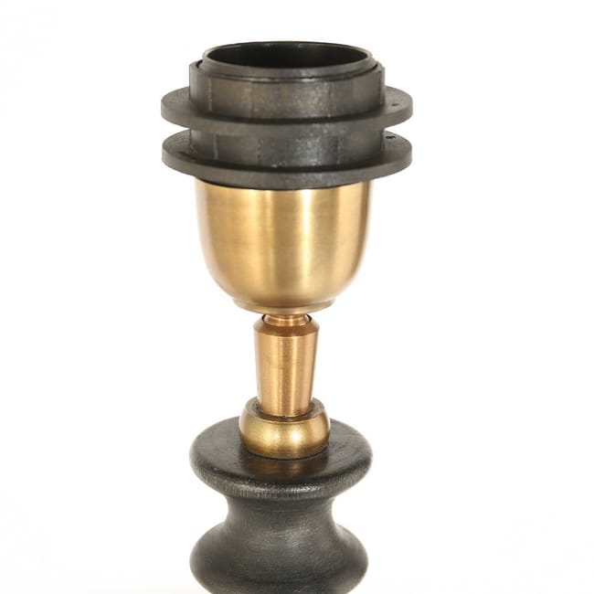 Lampe de table base en bois avec abat-jour en lin brun