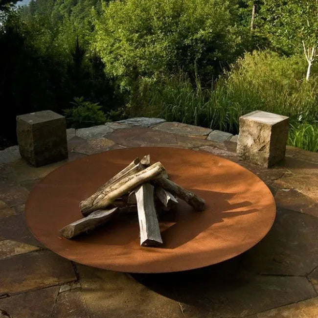 Brasero Keyo en acier Corten - Ø 1200 x 210 mm