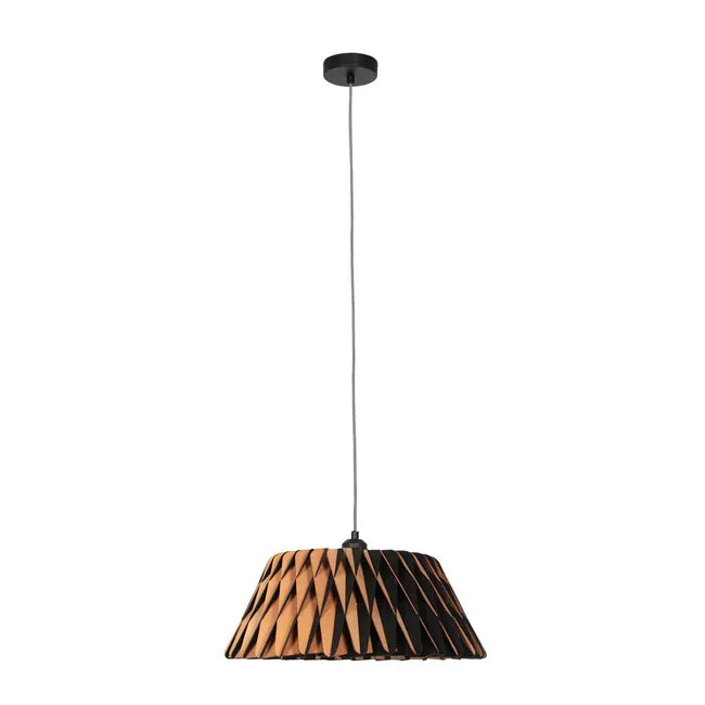 Lampe suspension noire, bois naturel - Maze