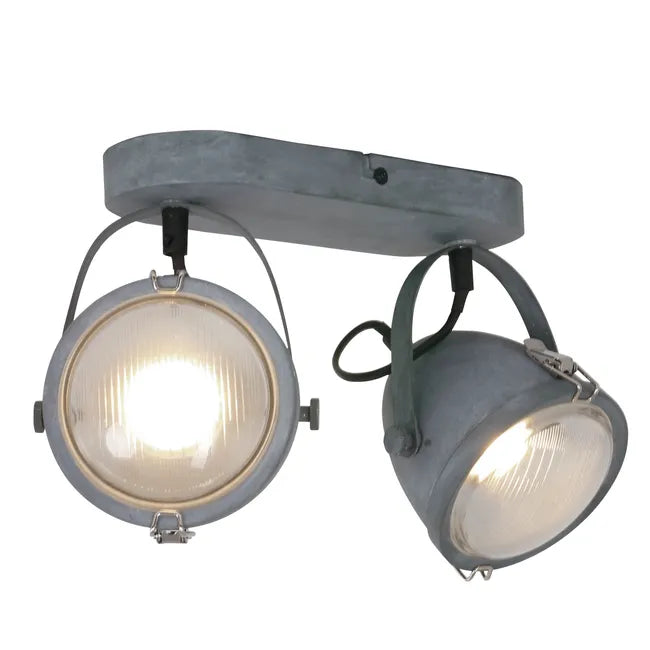 Lampe plafonnier métal gris - 2 lumières - Paco