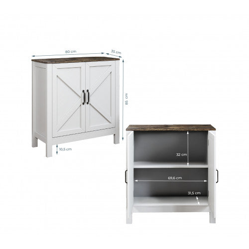 Buffet Olimpia blanc et chêne rustique 80 cm