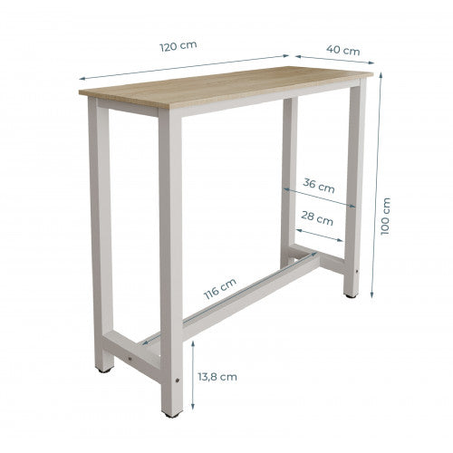 Table haute blanche & chêne - 100 X 120 cm - Anivia