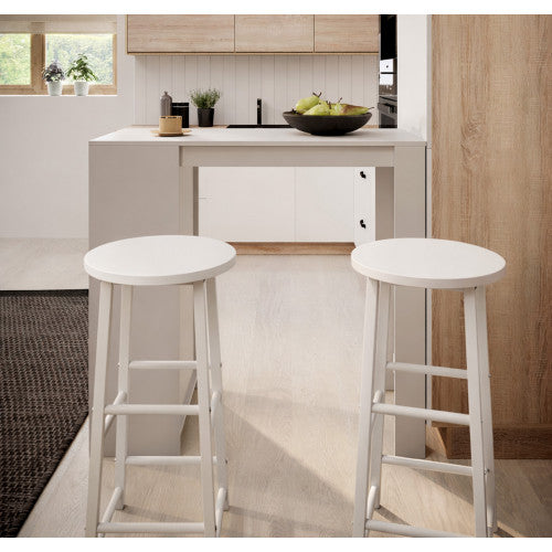 Table haute avec 2 tabourets blancs - 110 cm - Kala