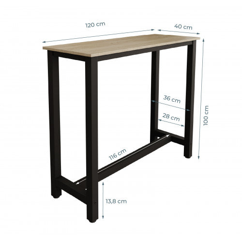 Table haute noire & chêne - 100 X 120 cm - Anivia