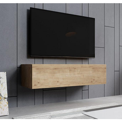 Meuble TV suspendu chêne clair - 120 X 30 cm - Amara M1