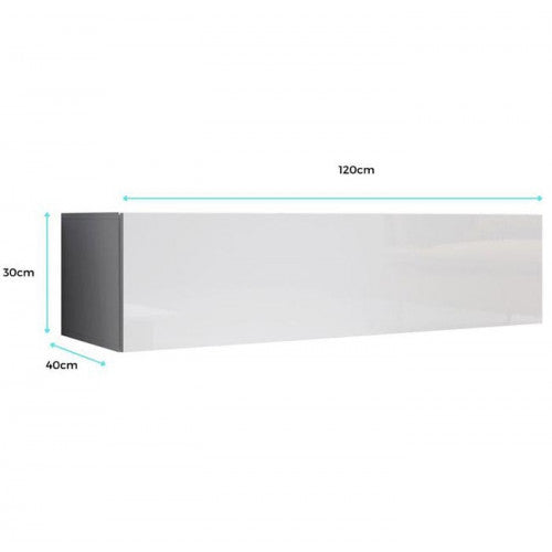 Meuble TV suspendu Blanc - 120 X 30 cm - Amara M1