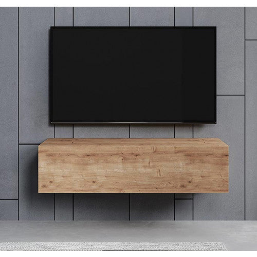 Meuble TV suspendu chêne clair - 120 X 30 cm - Amara M1