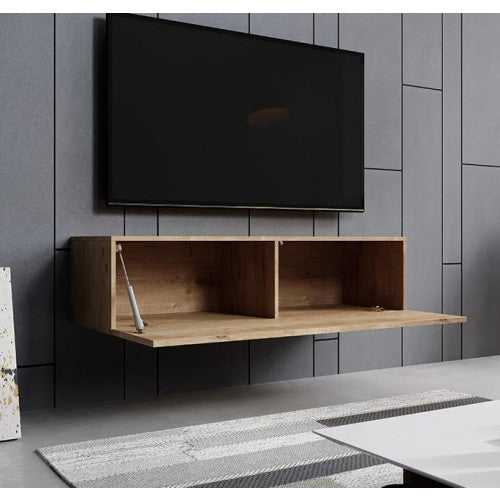 Meuble TV suspendu chêne clair - 120 X 30 cm - Amara M1