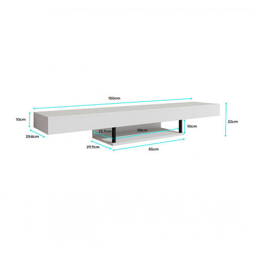 Meuble TV chêne clair - 150 X 22 cm - Anabel