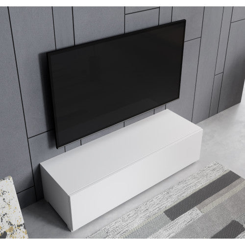 Meuble TV blanc avec pieds 2 cm - 120 X 30 cm - Amara M1