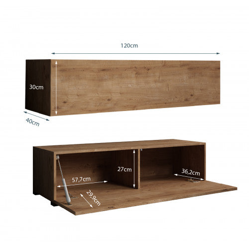 Meuble TV chêne clair avec pieds 2 cm - 120 X 30 cm - Amara M1