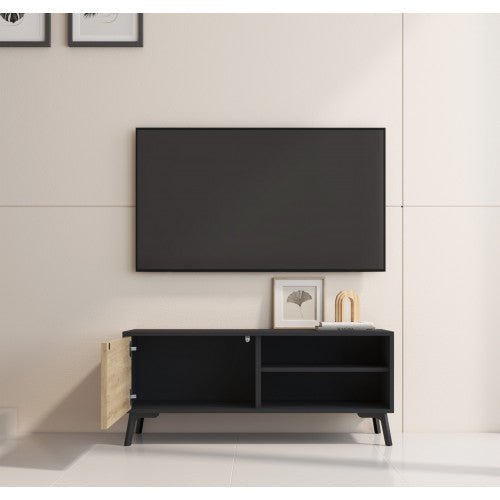 Meuble TV noir & chêne clair - 100 X 42 cm - Koi