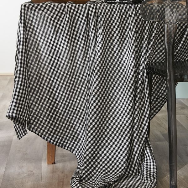 Nappe rectangle 150x350 cm Gaze de Coton Quadri truffe