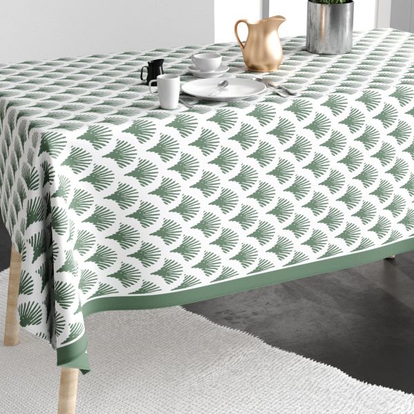 Nappe rectangulaire anti tache 140x200 cm Coton Papyrus Vert