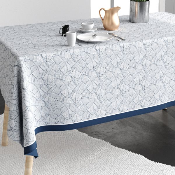 Nappe rectangulaire anti tache 140x200 cm Coton Planta Bleu