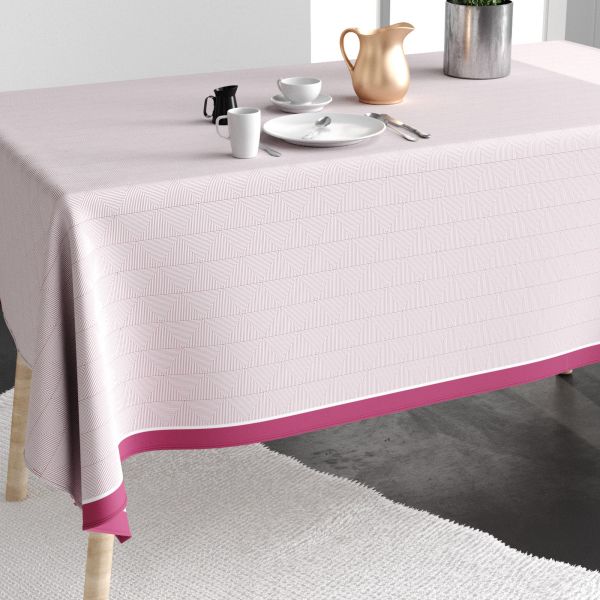 Nappe rectangulaire anti tache 140x250 cm Coton Pira Rose
