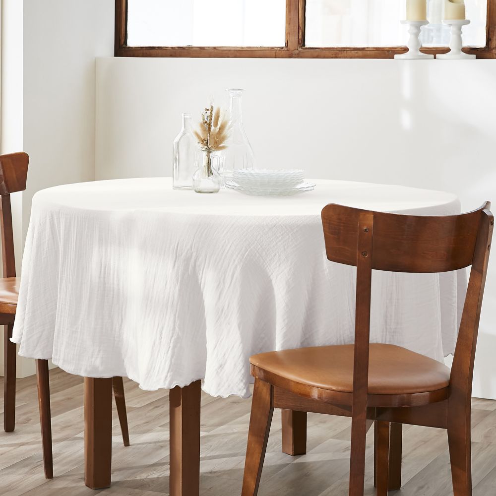 Nappe ronde - 180x180 cm - Gaze de Coton - Chantilly