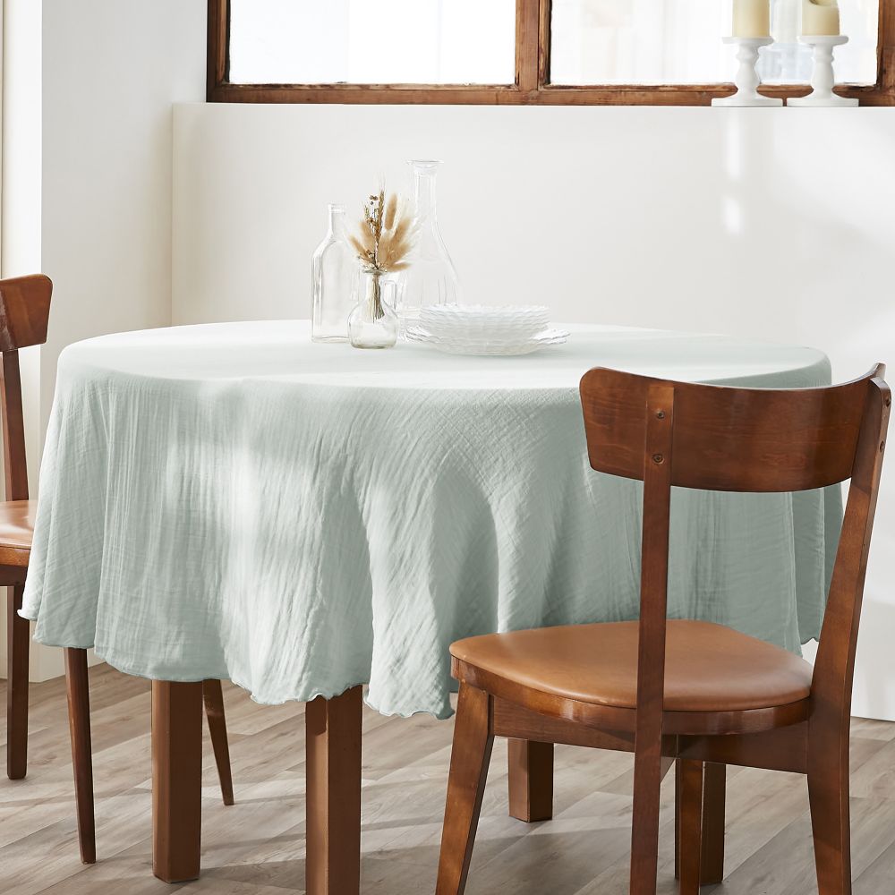 Nappe ronde - 180x180 cm Gaze de Coton - Eucalyptus