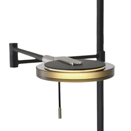 Lampadaire verre & métal noir, avec bras de lecture - Turound