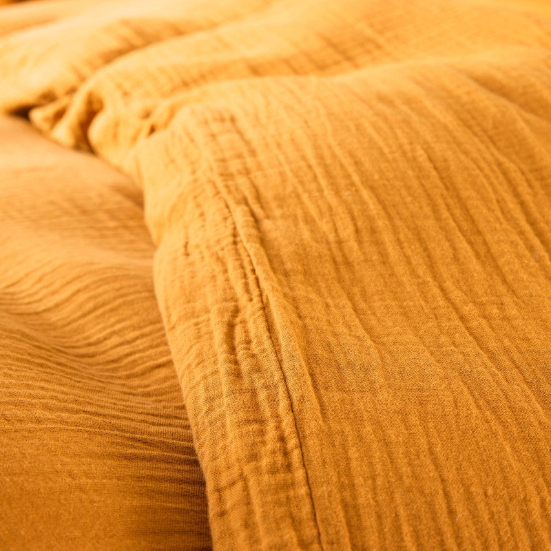 Pack 3 Pièces Housse de couette Gaze de Coton 140 x 200 cm Dh 90 Curry